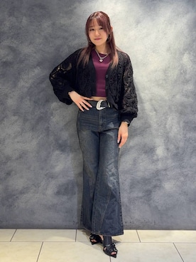 「PAGEBOY（ページボーイ）のヴィンテージバックルベルト/新色追加（ベルト、ブラック系）」を使った、　Ayuさん（レディース・157cm）の春コーディネート