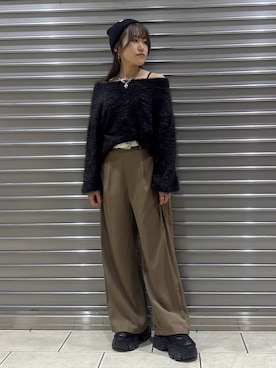 「PBLIM（ページボーイリム）のアイテム（帽子）」を使った、　Ayuさん（レディース・157cm）の秋コーディネート