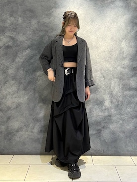 「PAGEBOY（ページボーイ）のプラットチャンキースニーカー【3サイズ展開・軽量】（スニーカー、ブラック系）」を使った、　Ayuさん（レディース・157cm）の秋コーディネート