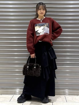 「アイテム（ボストンバッグ）」を使った、　Ayuさん（レディース・157cm・20代）の冬コーディネート