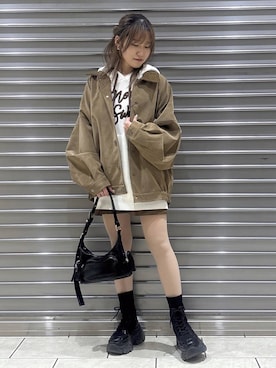 「PBLIM（ページボーイリム）の《UNISEX》ソフトスウェードブルゾン（ブルゾン）」を使った、　Ayuさん（レディース・157cm）の秋コーディネート