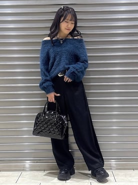 「アイテム（ボストンバッグ）」を使った、　Ayuさん（レディース・157cm）の冬コーディネート