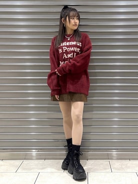 「アイテム（スカート、ベージュ系）」を使った、　Ayuさん（レディース・157cm）の冬コーディネート