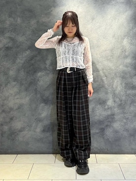 「PAGEBOY（ページボーイ）のレースビスチェセット（Tシャツ/カットソー、ホワイト系）」を使った、　Ayuさん（レディース・157cm）の夏コーディネート