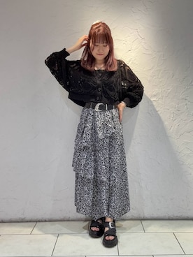 「PAGEBOY（ページボーイ）のハイショクステッチフリルスカート（スカート、その他）」を使った、　Ayuさん（レディース・157cm）の夏コーディネート