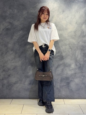 「PAGEBOY（ページボーイ）のヴィンテージバックルベルト/新色追加（ベルト、ブラック系）」を使った、　Ayuさん（レディース・157cm）の春コーディネート