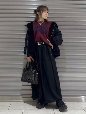 「アイテム（ボストンバッグ）」を使った、　Ayuさん（レディース・157cm・20代）の秋コーディネート