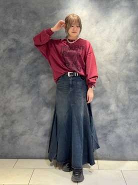 「PAGEBOY（ページボーイ）のアイテム（デニムスカート）」を使った、　Ayuさん（レディース・157cm）の秋コーディネート