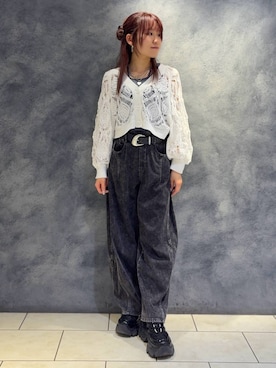 「PAGEBOY（ページボーイ）のプラットチャンキースニーカー【3サイズ展開・軽量】（スニーカー、ブラック系）」を使った、　Ayuさん（レディース・157cm）の春コーディネート