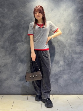 「PAGEBOY（ページボーイ）のプラットチャンキースニーカー【3サイズ展開・軽量】（スニーカー、ブラック系）」を使った、　Ayuさん（レディース・157cm）の春コーディネート