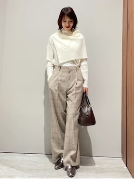 「チェック柄」｜MACHIさん（レディース・167cm）の秋コーディネート