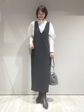 「qualite（カリテ）のアイテム（ワンピース）」を使った、MACHIさん（レディース・167cm）の秋コーディネート