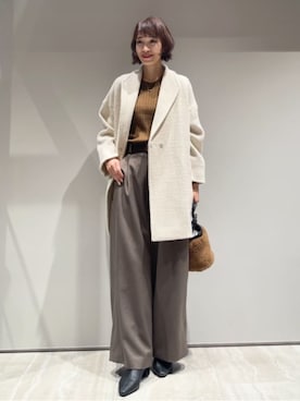 「アイテム（チェスターコート）」を使った、MACHIさん（レディース・167cm）の秋コーディネート