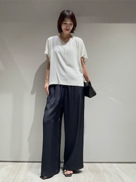 「qualite（カリテ）のアイテム（シャツ/ブラウス）」を使った、MACHIさん（レディース・167cm）の夏コーディネート