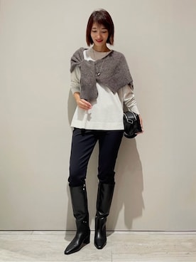 「qualite（カリテ）のアイテム（パンツ）」を使った、MACHIさん（レディース・167cm）の秋コーディネート