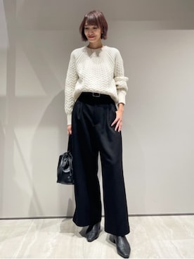 「アイテム（ベルト）」を使った、MACHIさん（レディース・167cm）の冬コーディネート