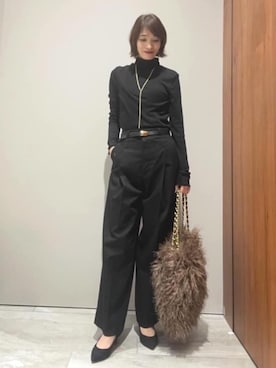 「アイテム（ネックレス）」を使った、MACHIさん（レディース・167cm）の秋コーディネート