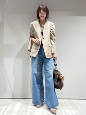「アイテム（バンダナ/スカーフ）」を使った、MACHIさん（レディース・167cm）の秋コーディネート