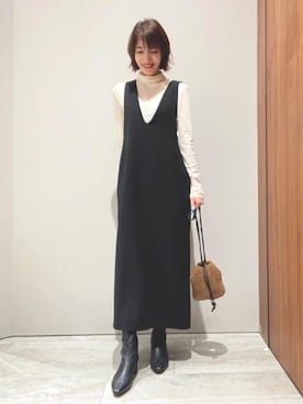 「qualite（カリテ）のアイテム（ワンピース）」を使った、MACHIさん（レディース・167cm）の秋コーディネート