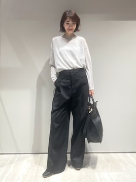 「アイテム（ニット/セーター、シルバー系）」を使った、MACHIさん（レディース・167cm）の秋コーディネート