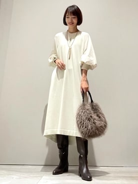 「qualite（カリテ）のアイテム（ワンピース）」を使った、MACHIさん（レディース・167cm）の秋コーディネート