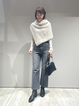 「qualite（カリテ）のフォックスカシミアスヌード（その他トップス）」を使った、MACHIさん（レディース・167cm）の秋コーディネート