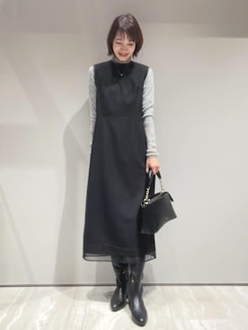 「qualite（カリテ）のアイテム（ワンピース）」を使った、MACHIさん（レディース・167cm）の秋コーディネート