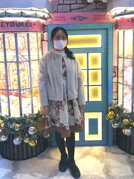 「axes femme（アクシーズファム）のアイテム（ジャンパースカート）」を使った、PeggyLiさん（レディース・155cm）の冬コーディネート