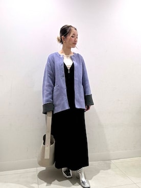 「アイテム（ノーカラーコート）」を使った、RURUさん（レディース・155cm）の秋コーディネート