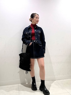 「SENSE OF PLACE by URBAN RESEARCH（センスオブプレイスバイアーバンリサーチ）の『消臭』サイドゴアボリュームソールブーツ（ブーツ）」を使った、RURUさん（レディース・155cm）の秋コーディネート