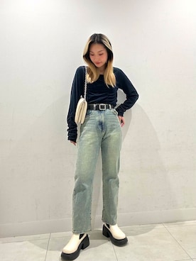 「冬の差し色コーデ」｜RURUさん（レディース・155cm）の冬コーディネート