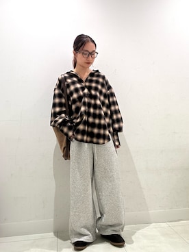 「アイテム（メガネ、グリーン系）」を使った、RURUさん（レディース・154cm）の秋コーディネート