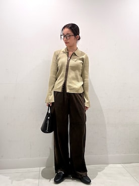 「アイテム（メガネ、グリーン系）」を使った、RURUさん（レディース・154cm）の秋コーディネート