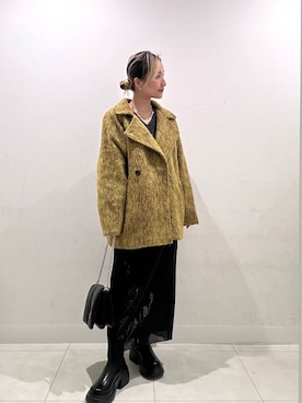 「アイテム（ステンカラーコート）」を使った、RURUさん（レディース・155cm）の冬コーディネート