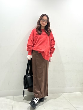 「アイテム（メガネ、グリーン系）」を使った、RURUさん（レディース・154cm）の秋コーディネート