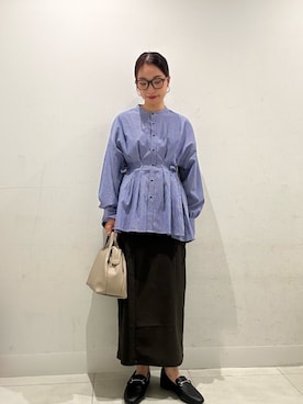 「アイテム（メガネ、グリーン系）」を使った、RURUさん（レディース・154cm）の秋コーディネート