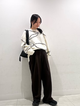 「レディースファッション」｜「アイテム（スラックス）」を使った、RURUさん（レディース・154cm）の秋コーディネート