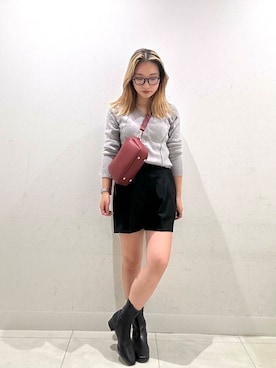 「SENSE OF PLACE by URBAN RESEARCH（センスオブプレイスバイアーバンリサーチ）のパッチワークVネックカーディガン（カーディガン/ボレロ）」を使った、RURUさん（レディース・155cm）の秋コーディネート