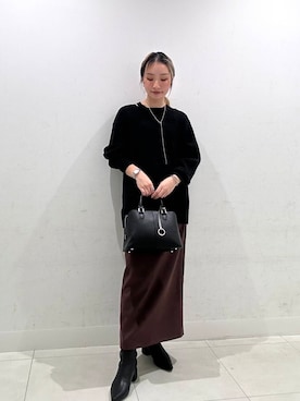 「SENSE OF PLACE by URBAN RESEARCH（センスオブプレイスバイアーバンリサーチ）のポンチタイトスカート（スカート）」を使った、RURUさん（レディース・155cm）の冬コーディネート