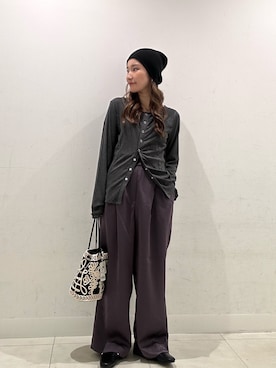 「レディースファッション」｜「アイテム（スラックス）」を使った、RURUさん（レディース・154cm）の秋コーディネート