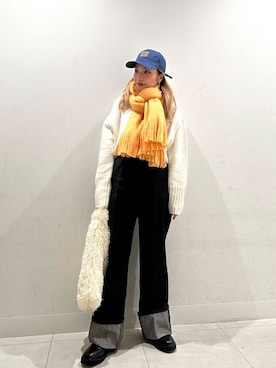 「冬の差し色コーデ」｜RURUさん（レディース・155cm）の冬コーディネート