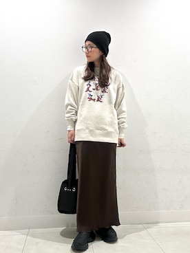 「おでかけコーデ」｜「アイテム（ニットキャップ/ビーニー）」を使った、RURUさん（レディース・154cm）の冬コーディネート