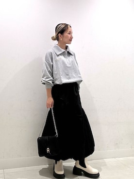 「SENSE OF PLACE by URBAN RESEARCH（センスオブプレイスバイアーバンリサーチ）の『消臭』サイドゴアボリュームソールブーツ（ブーツ）」を使った、RURUさん（レディース・155cm）の秋コーディネート