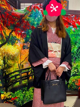 「きもの」｜「アイテム（帽子）」を使った、Miaさん（レディース・156cm）の秋コーディネート