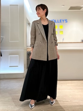 「NOLLEY’S（ノーリーズ）のアイテム（ジャケット/アウター）」を使った、minaさん（レディース・157cm）の春コーディネート