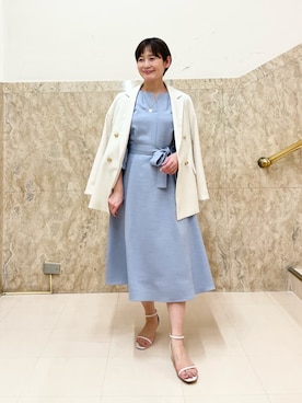 「水色」｜「アイテム（テーラードジャケット）」を使った、minaさん（レディース・157cm）の春コーディネート