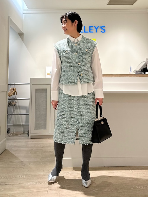 カラーツイードショートジレ カラーツイードショートジレ