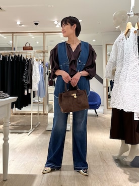 「ブラウスコーデ」｜「アイテム（アクセサリー）」を使った、minaさん（レディース・157cm）の夏コーディネート