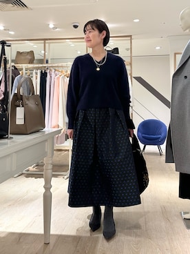 「アイテム（トートバッグ）」を使った、minaさん（レディース・157cm）の秋コーディネート