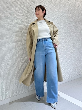「NOLLEY’S（ノーリーズ）のアイテム（トレンチコート）」を使った、minaさん（レディース・157cm）の冬コーディネート